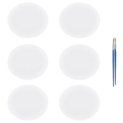 Round Painting Canvas Panel Drawing Boards, with Plastic & Nylon Paint Brushes Pens