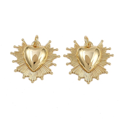 Латунные подвески, сердце, стойки покрытие, долговечный, без кадмия и без свинца, с целью перехода в кольце