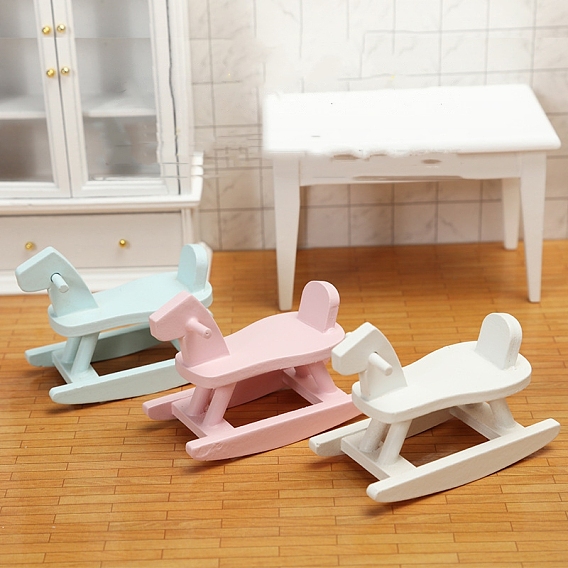 Миниатюрные украшения из мдф-доски в виде лошадки-качалки, аксессуары для кукольного домика с микро-ландшафтом, притворяясь опорными украшениями