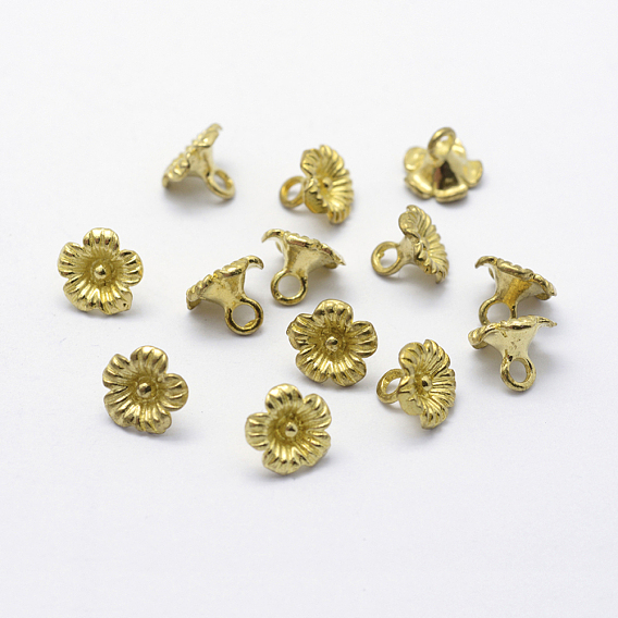 Brass Pendants, Lead Free & Cadmium Free & Nickel Free, Flower