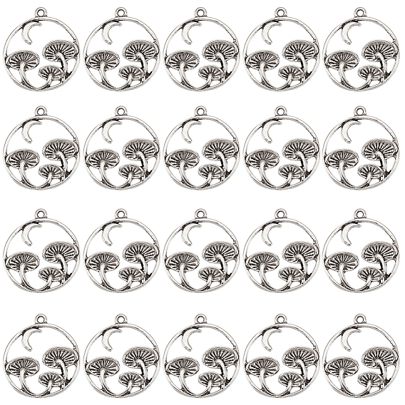 60 шт. Подвески из сплава в тибетском стиле, кольцо с подвеской в виде гриба и луны