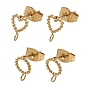304 Stainless Steel Stud Earring Findings, with Loop, Golden
