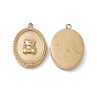 Ion Plating(IP) 304 Stainless Steel Pendants, Oval Charm with Bear Pattern