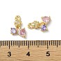 Brass Micro Pave Cubic Zirconia Charms, Star with Flat Round and Heart Charms