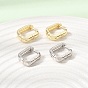 Brass Micro Pave Cubic Zirconia Hoop Earrings, Rectangle with Star, Cadmium Free & Lead Free, Rack Plating, Long-Lasting Plated