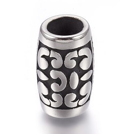 304 Stainless Steel Beads, Large Hole Beads, Barrel