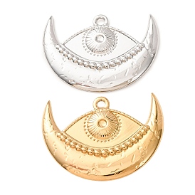 304 Edelstahl Anhänger, Mond mit Amuletten des bösen Blicks, langlebig überzogen
