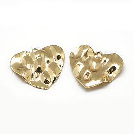 Brass Pendants, Heart, Real 18K Gold Plated