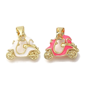 Rack Plating Brass Enamel Pendants, Cadmium Free & Lead Free, Long-Lasting Plated, Real 18K Gold Plated, Electrocar Charm