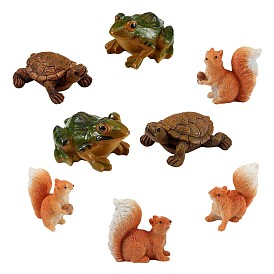 6Pcs Resin Animal Garden Statue, Miniature Garden Decorations, Includes Frogs, Turtles and Squirrels, Suitable for DIY Dollhouse Accessories, Photography Prop