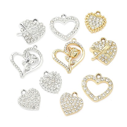 Подвески из сплава , сердце прелести, uv покрытие, со стразами