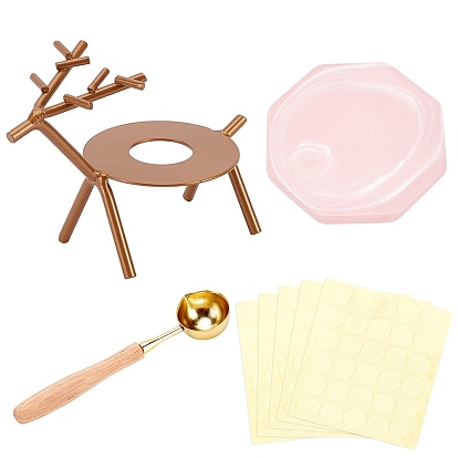 DIY Scrapbook Kits, Including Baking Paint Iron Wax Furnace, Marble Pattern Porcelain Cup Coasters, Brass Wax Sticks Melting Spoon, Gift Tag Labels Self-Adhesive Present Stickers