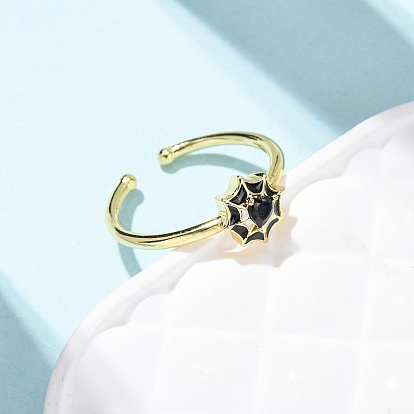 Открытые кольца манжеты из латуни с микропаве и кубическим цирконием, паутины, с эмалью