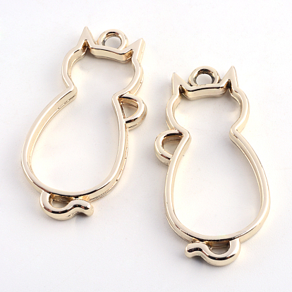 Подвески с открытой спиной, для diy уф смолы, эпоксидная смола, Прессованные цветочные украшения, кошка, без кадмия, без никеля и без свинца, 38x18x3.5 мм, отверстие : 3 мм