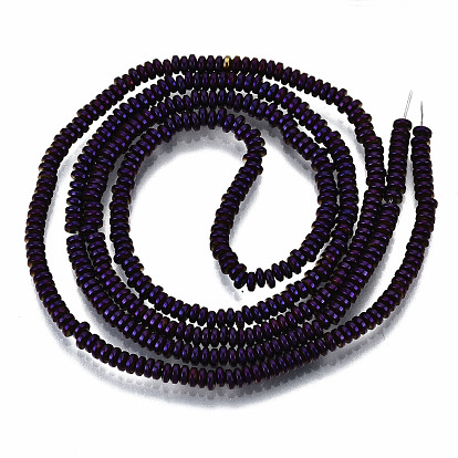 Electroplate Non-magnetic Synthetic Hematite Beads Strands, Flat Round/Disc