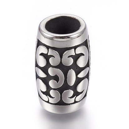 304 Stainless Steel Beads, Large Hole Beads, Barrel