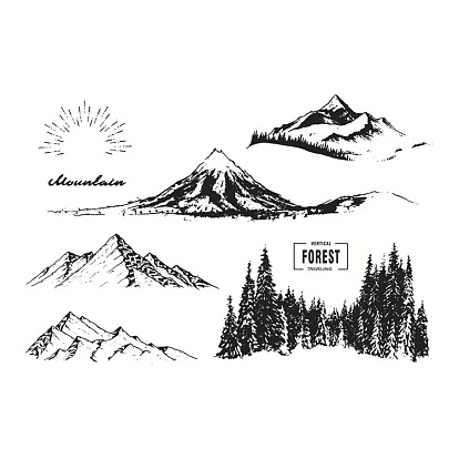 Silicone Stamp/Seal, for DIY Scrapbooking, Photo Album Decorative, Cards Making, Stamp Sheets, Snow Mountain