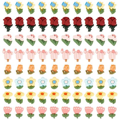 Opaque Resin Cabochons, Cactus & Flower