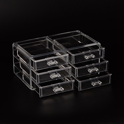 Cuboid Plastic Bead Containers, 6 Compartments, 23.6x13.5x10.7cm