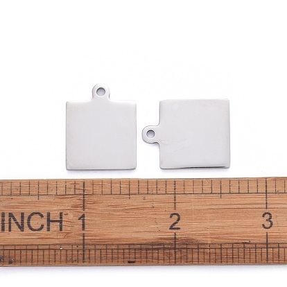 304 Stainless Steel Pendants, Manual Polishing, Blank Stamping Tags, Double Side Polished, Square