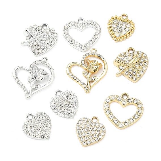 Подвески из сплава , сердце прелести, uv покрытие, со стразами