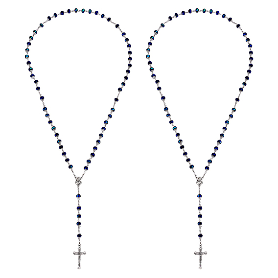 2 шт. подвеска в виде креста Иисуса из цинкового сплава, бусы-колье из синего стекла в форме ронделя для женщин и мужчин