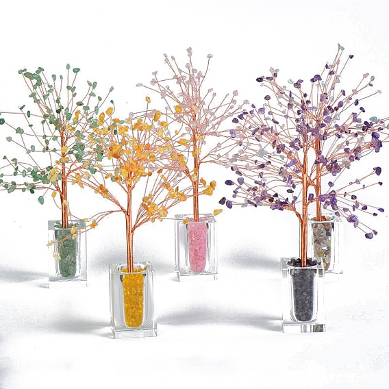 Елочные украшения из крошки натуральных драгоценных камней, кубовидная основа, медная проволока, энергетический камень фэн-шуй, подарок для женщин и мужчин, медитация