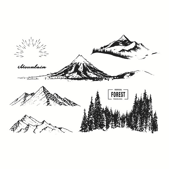 Silicone Stamp/Seal, for DIY Scrapbooking, Photo Album Decorative, Cards Making, Stamp Sheets, Snow Mountain