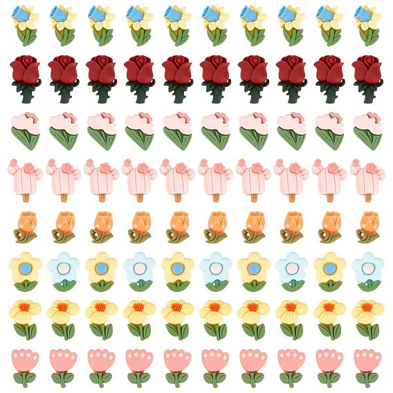 Opaque Resin Cabochons, Cactus & Flower