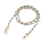 304 Stainless Steel Eyeglasses Chains, Neck Strap for Eyeglasses, with Enamel, Lobster Claw Clasps and Rubber Loop Ends, Heart with Evil Eye, White