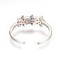 Brass Micro Pave Cubic Zirconia Finger Rings, Star