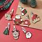 8Pcs 8 Styles Iron Snap Hair Clips, with Christmas Theme Non-woven Fabrics Sew on Appliques for Woman Girls, Platinum