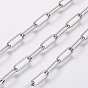 Handmade 304 Stainless Steel Paperclip Chains, Drawn Elongated Cable Chains, Soldered