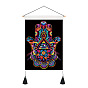 Polyester Hamsa Hand/Hand of Miriam with Evil Eye Pattern Wall Hanging Tapestry, for Bedroom Living Room Decoration, Rectangle