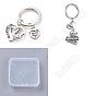 2Pcs 2 Style Alloy Keychain, for Valentine's Day, Heart with Word