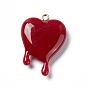 Transparent Resin Pendants, with Light Gold Iron Loops, Melting Heart Charms