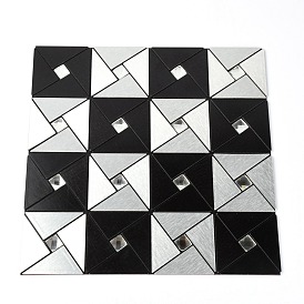 Square Aluminum Plastic Self-Adhesive Rhinestone Pattern Paper, Wall Stickers, for Shelf Liner Dresser Drawer Locker Kitchen