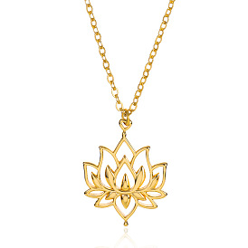 Minimalist Hollow Lotus Necklace for Women, Botanical Collection Summer Accessory