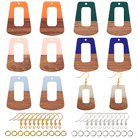 Olycraft DIY Dangle Earring Making Kits, Including Resin & Walnut Wood Pendants, Brass Earring Hooks, Brass Jump Rings, Trapezoid