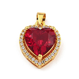 Подвески из латуни с микропаве из прозрачного кубического циркония, шарма сердца