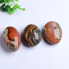 Natural Ocean Agate Oval Healing Stones, Pocket Palm Stones for Reiki Ealancing