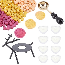 CRASPIRE DIY Wax Seal Stamp Kits, Including Iron Wax Furnace, Brass Spoon, Sealing Wax Particles, Paraffin Candles