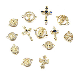 Подвески-соединители из латуни с микропаве из кубического циркония, реальный 16 k позолоченный