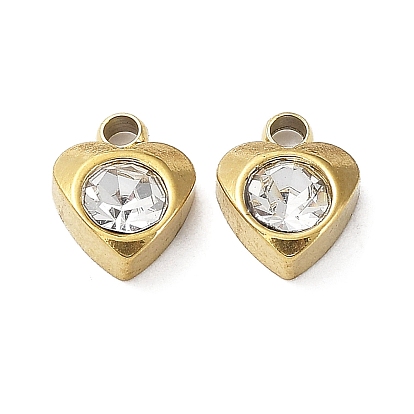 Ионное покрытие (ip) 304 брелок из нержавеющей стали, со стеклом, шарма сердца