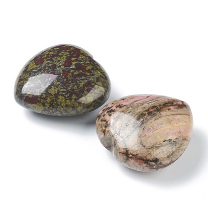 Natural Dragon Blood Jasper Heart Love Stone, Pocket Palm Stone for Reiki Balancing