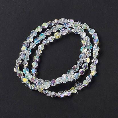 Electroplate Glass Beads Strands, AB Color Plated, Nuggets