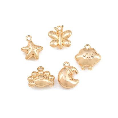 304 Stainless Steel Charms, Moon/Dumpling/Cloud/Star/Butterfly Charms, Long-Lasting Plated