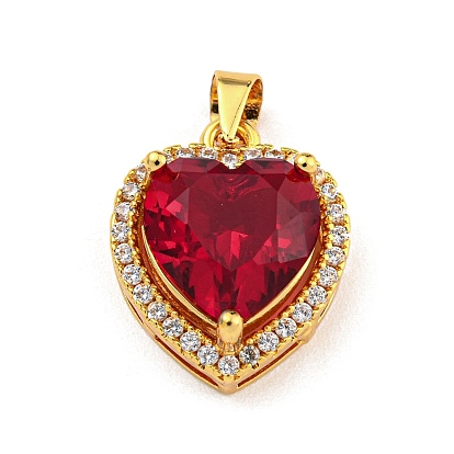 Подвески из латуни с микропаве из прозрачного кубического циркония, шарма сердца