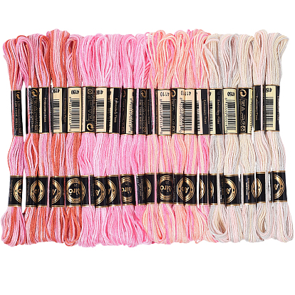 10 Skeins 6-Ply Polyester Embroidery Floss, Cross Stitch Threads, Segment Dyed