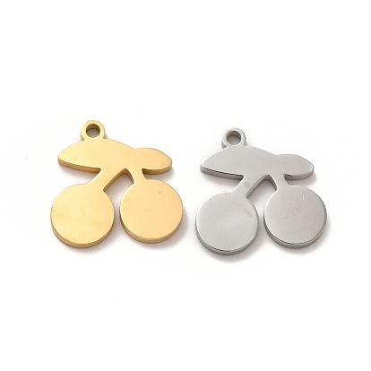 Ion Plating(IP) 304 Stainless Steel Charms, Cherry